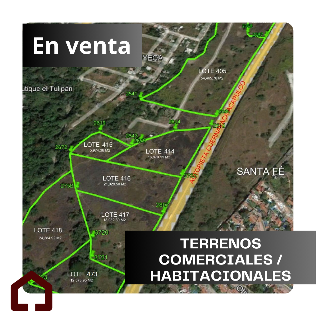 10 lotes comerciales “El Oasis” ubicados en Carr. Cuernavaca- Alpuyeca, Santa Fe, Xochitepec; Morelos