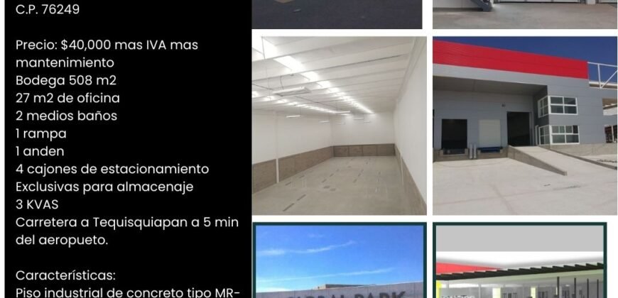TI-139 RENTA BODEGA CARRETERA AEROPUERTO, EL MARQUES