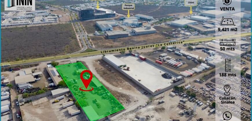 «Terreno Industrial de 9,421 m² en Culiacán Sur con Oficinas, Bodegas y Frente a Carretera – Ideal para CEDIS o Proyectos Logísticos»