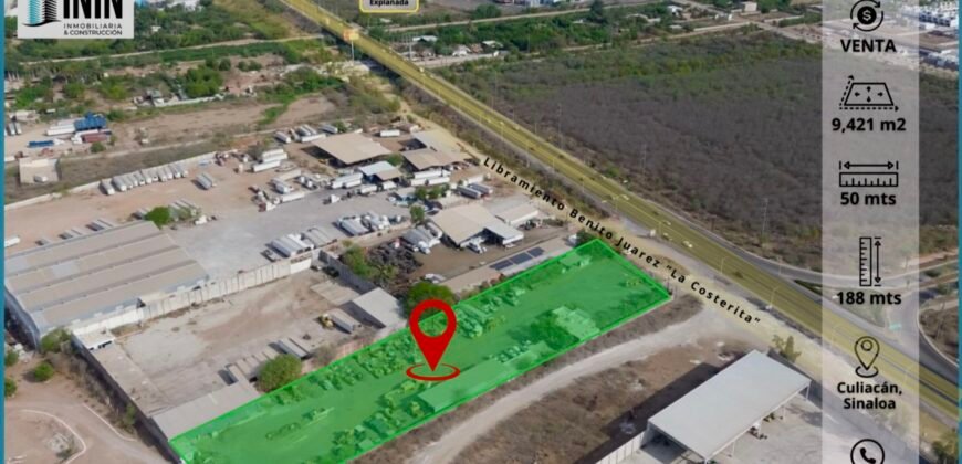 «Terreno Industrial de 9,421 m² en Culiacán Sur con Oficinas, Bodegas y Frente a Carretera – Ideal para CEDIS o Proyectos Logísticos»