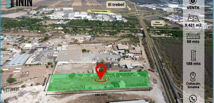 «Terreno Industrial de 9,421 m² en Culiacán Sur con Oficinas, Bodegas y Frente a Carretera – Ideal para CEDIS o Proyectos Logísticos»