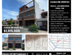Casa en venta de 231 m2 de construccion!! en Fracc. Las Mercedes, Villahermosa, Tab. ¡La oportunidad que estabas esperando! por $1,915,000