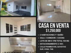 Casa en venta de 90 m2 de construcción!! en Calle Framboyan s/n, Co. Gaviotas Sur, Villahermosa, Tab. ¡La oportunidad que estabas esperando dentro de la ciudad! por $1,250,000
