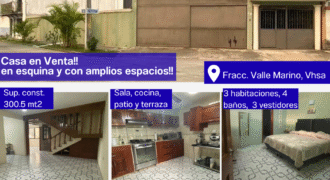 Casa en venta de 300.45 m2 de construccion!! en Fracc. Valle Marino, Villahermosa, Tab. ¡La oportunidad que estabas esperando! por $3,690,000