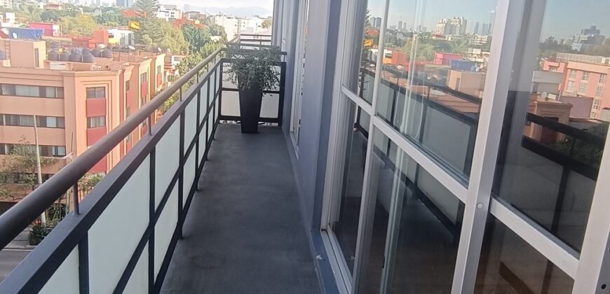 Bonito departamento de 82 m. tipo Loft, 7o. piso, exterior, moderno, dos recamaras, dos baños, dos lugares, Col. Pedro Maria Anaya, Benito Juárez, CDMX