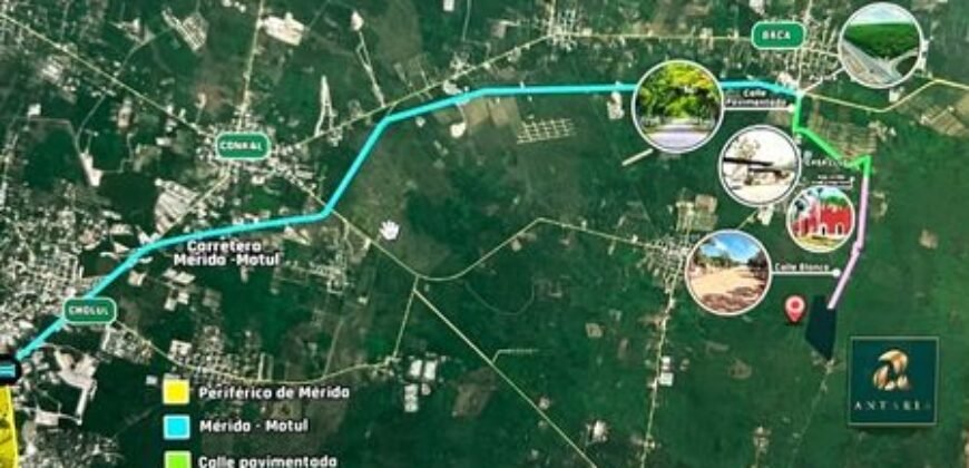 Terreno a 15 minutos de Mérida y 33 minutos de la playa