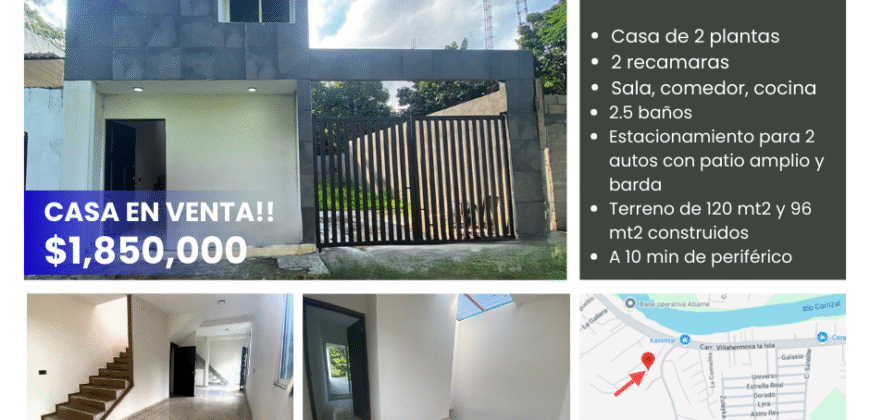 Casa en venta!! 🚨 Gran oportunidad!!!, Carr. Buenavista Km 5, a un lado de Estrellas de Buena Vista y 10 minutos de Periférico!! Buena Vista km 5, Vhsa. 🏠💲 *1,850,000