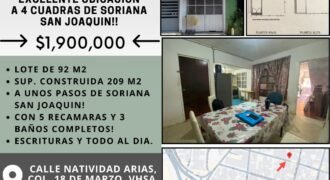 🏡 Casa en venta de 209 mt2 construidos!!! Céntrica, en Calle Natividad Arias, casi esq. Noe de la Flor, Col. 18 Marzo, Vhsa., Tab. por $1,900,000!!