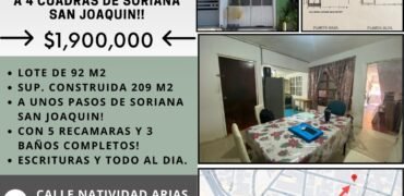 🏡 Casa en venta de 209 mt2 construidos!!! Céntrica, en Calle Natividad Arias, casi esq. Noe de la Flor, Col. 18 Marzo, Vhsa., Tab. por $1,900,000!!