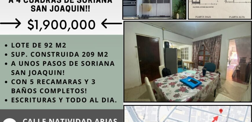 🏡 Casa en venta de 209 mt2 construidos!!! Céntrica, en Calle Natividad Arias, casi esq. Noe de la Flor, Col. 18 Marzo, Vhsa., Tab. por $1,900,000!!
