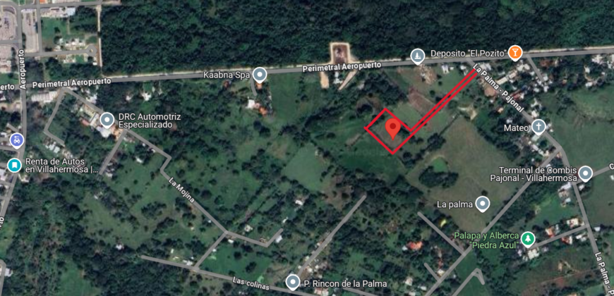 🚨 Terreno en venta!! 🚨 Plusvalía y bien ubicado, a un lado del Aeropuerto y 15 minutos de Villahermosa ! La Palma, Vhsa, Tab.🏠 💲4,090,000.00 🚨